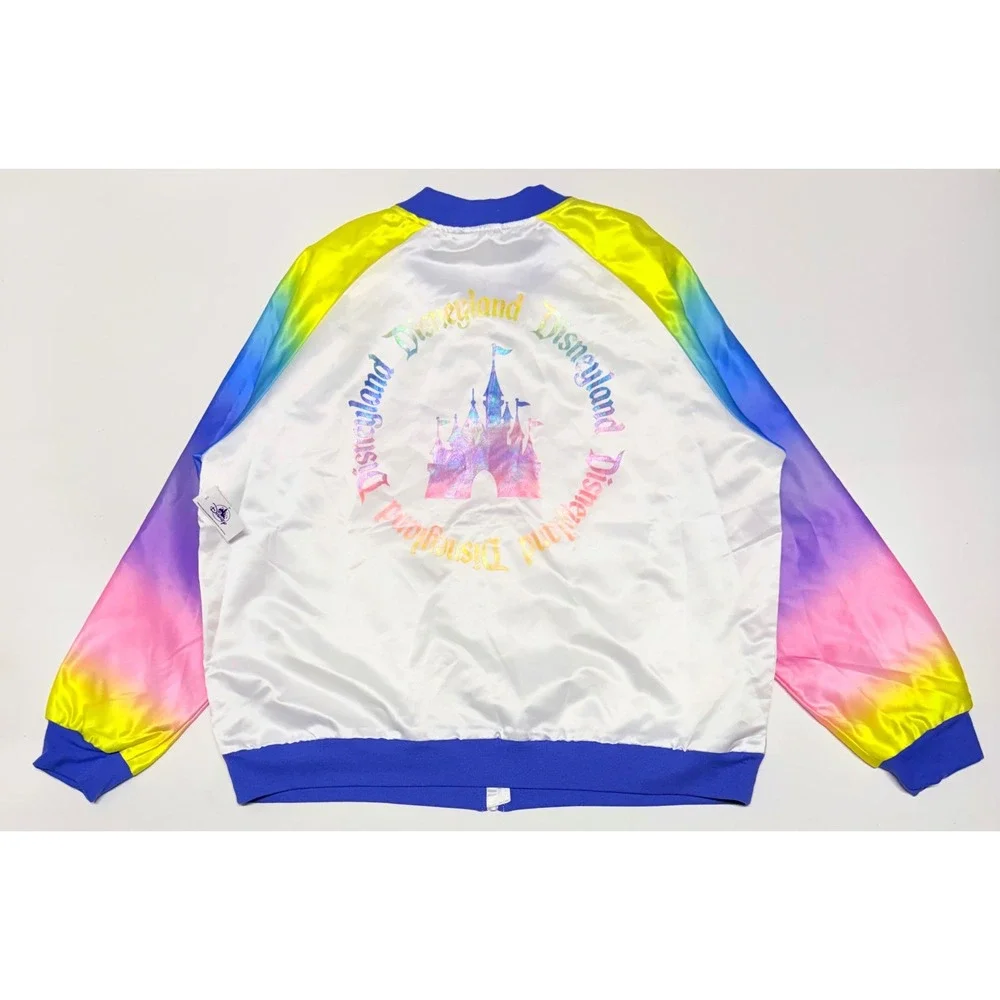 Disney Parks Disneyland Rainbow Ombre Satin Bomber Jacket Womens 1X Iridescent - Picture 5 of 5